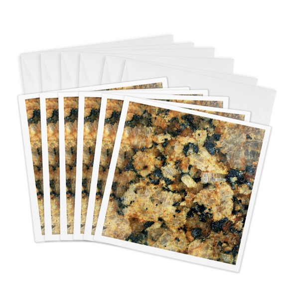 3drose, Picture of Gold N Black Carraba Marble Print, 6 Greeting Cards with Envelopes