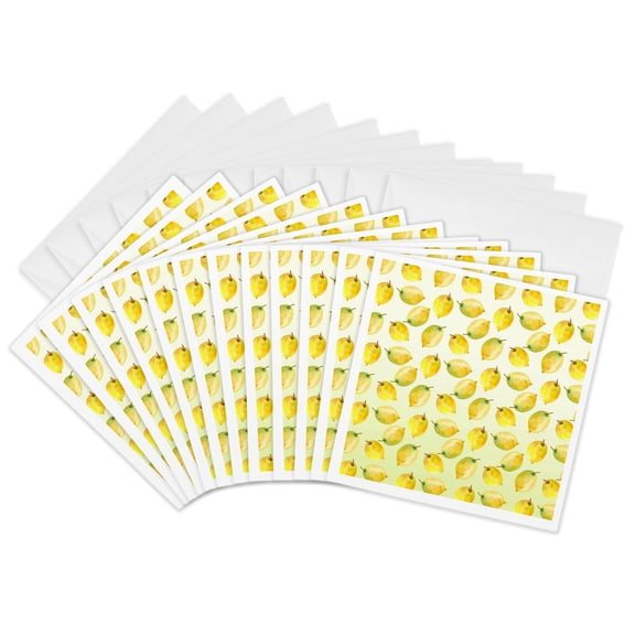 3drose, Picturing Delicious Yellow Lemons Ombre, 12 Greeting Cards with Envelopes