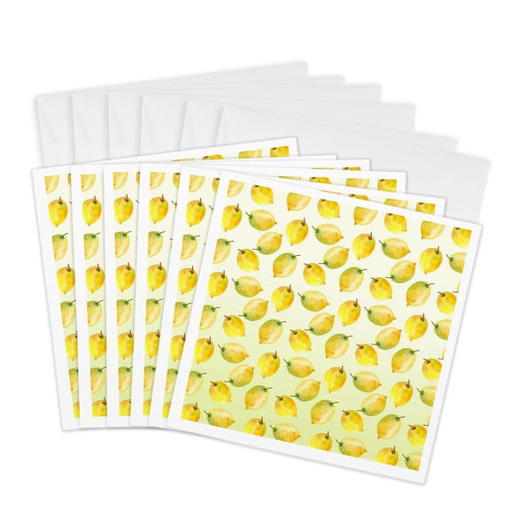 3drose, Picturing Delicious Yellow Lemons Ombre, 6 Greeting Cards with Envelopes