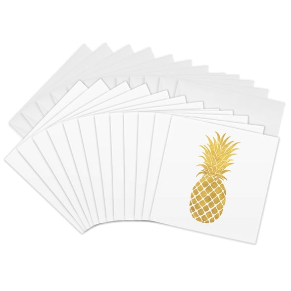 3drose, Picturing Gold Glitz Pineapple, 12 Greeting Cards with Envelopes