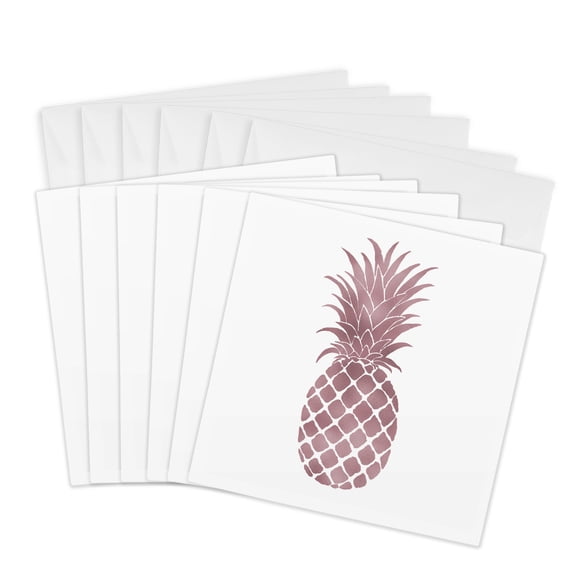 3drose, Picturing Rose Gold Pineapple, 6 Greeting Cards with Envelopes