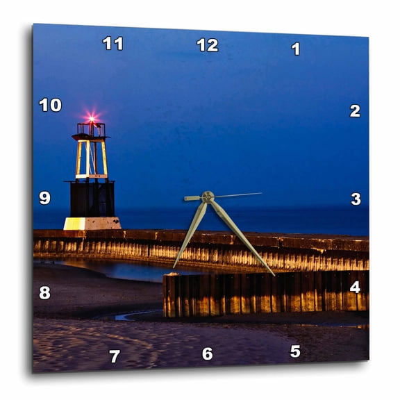 3drose, Pier Along Lake Michigan at Dusk, Chicago, Illinois - Us14 Aje0009 - Adam Jones, 10x10 Wall Clock