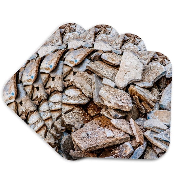 3drose, Pile of Grunge Concrete and Stone Rubble, Set of 4 Coasters - Cork