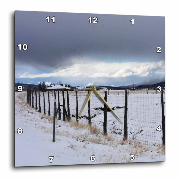 3drose, Pine Valley Utah with Snow All over and Blue in Sky, 15x15 Wall Clock