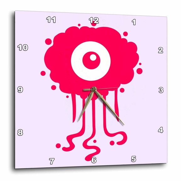 3drose, Pink Eye Critter. Funny Looking Monster. Kids Dcor. Pink., 15x15 Wall Clock