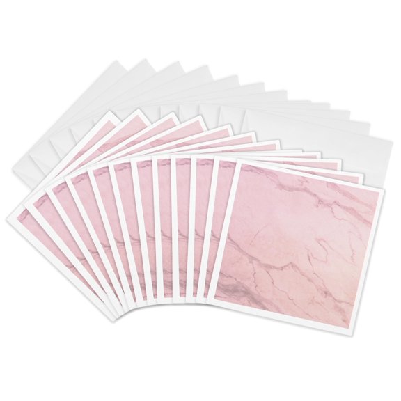 3drose, Pink Marble Print - Beautiful Aesthetics - Elegant Art, 12 Greeting Cards with Envelopes