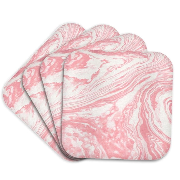 3drose, Pink Marble Swirls, Set of 4 Coasters - Soft