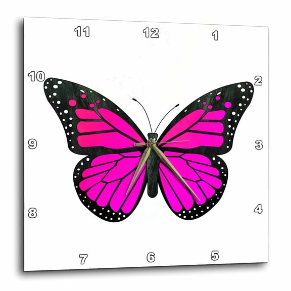 3drose, Pink Monarch Butterfly, 13x13 Wall Clock