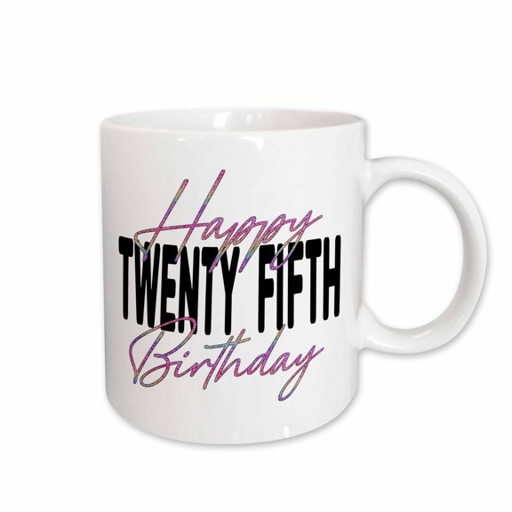 3drose, Pink Pastel Cursive Happy 25th Birthday, 15oz Mug