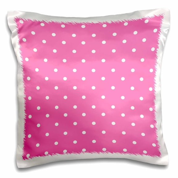 3drose, Pink Polka Dot Pattern - Cute Small White Dots on Bubblegum Pink - Retro Girly Dotty Spotty Spots, 16x16 inch Pillow Case