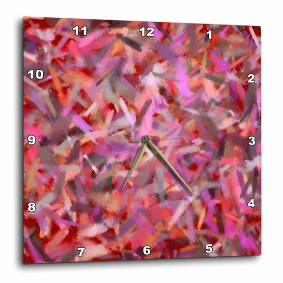 3drose, Pink, Red, Orange, Gray Color Strokes Abstract, 10x10 Wall Clock