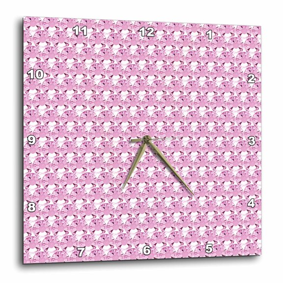 3drose, Pink Rhinestone Gem Print, 10x10 Wall Clock