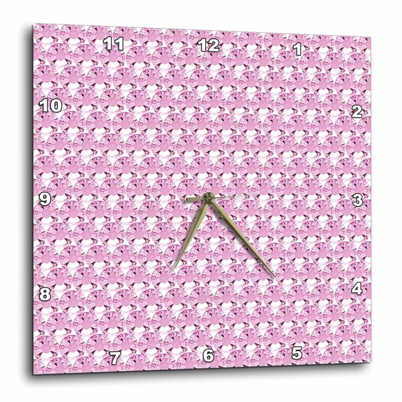 3drose, Pink Rhinestone Gem Print, 13x13 Wall Clock