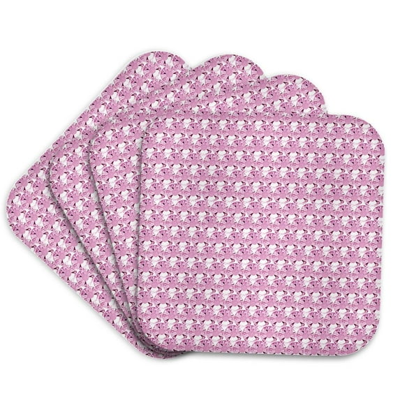 3drose, Pink Rhinestone Gem Print, Set of 4 Coasters - Soft