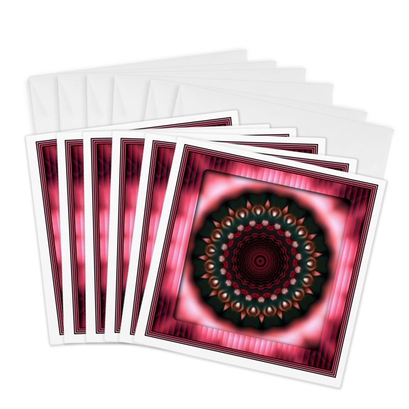 3drose, Pink Zen Meditation Orient Inner Harmony Peace Spirituality Flowerpower, 6 Greeting Cards with Envelopes
