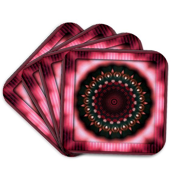 3drose, Pink Zen Meditation Orient Inner Harmony Peace Spirituality Flowerpower, Set of 4 Coasters - Soft