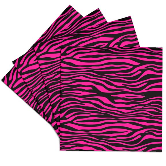 3drose, Pink and Black Zebra Stripes, Set of 4 Ceramic Tile Coasters