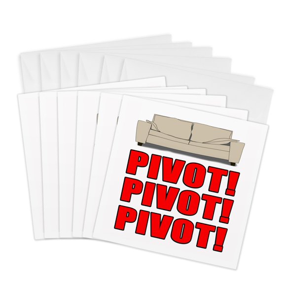 3drose, Pivot Pivot Pivot Red, 6 Greeting Cards with Envelopes