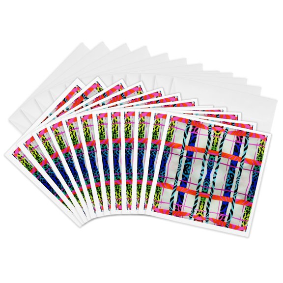 3drose, Plaid Confusion, 12 Greeting Cards with Envelopes