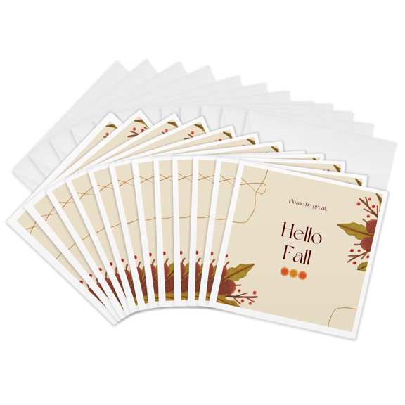 3drose, Please Be Great. Hello Fall, 12 Greeting Cards with Envelopes