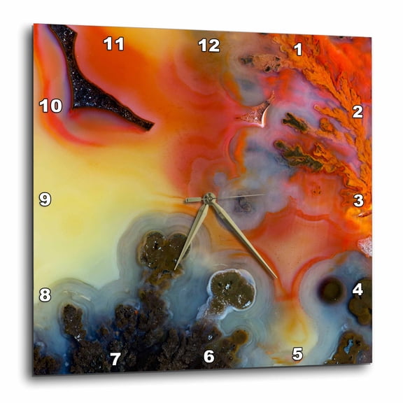 3drose, Plume Agate, Quartzsite, Az., 15x15 Wall Clock