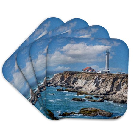 3drose, Point Arena Lighthouse Is a Northern California Landmark., Set of 4 Coasters - Cork