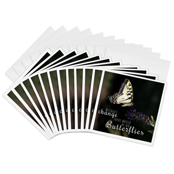 3drose, Pollinating Swallowtail. Without Change There Would Be No Butterflies., 12 Greeting Cards with Envelopes