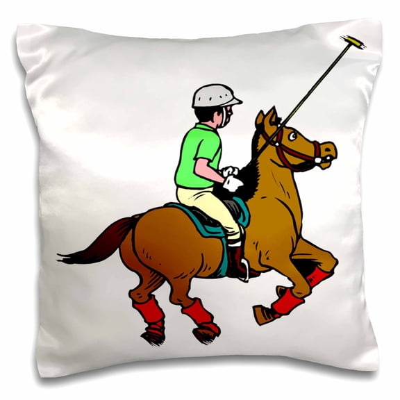 3drose, Polo Player Rides Polo Pony, 16x16 inch Pillow Case