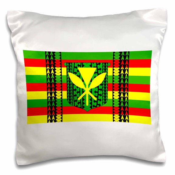 3drose, Polynesian Tattoo Style Version of the Kanaka Maoli, Hawaiian Flag., 16x16 inch Pillow Case