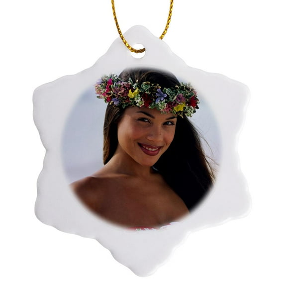 3drose, Polynesian Woman, Portrait - Oc10 Dpb0028 - Douglas Peebles, 3 inch Snowflake Porcelain Ornament