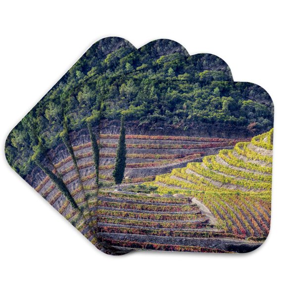 3drose, Portugal, Douro Valley. the Vineyards in Autumn on Terraced Hillside, Set of 4 Coasters - Soft