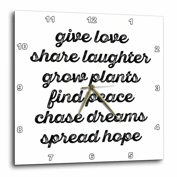 3drose, Positive Vibes in Black Distressed Cursive on a White Background., 10x10 Wall Clock
