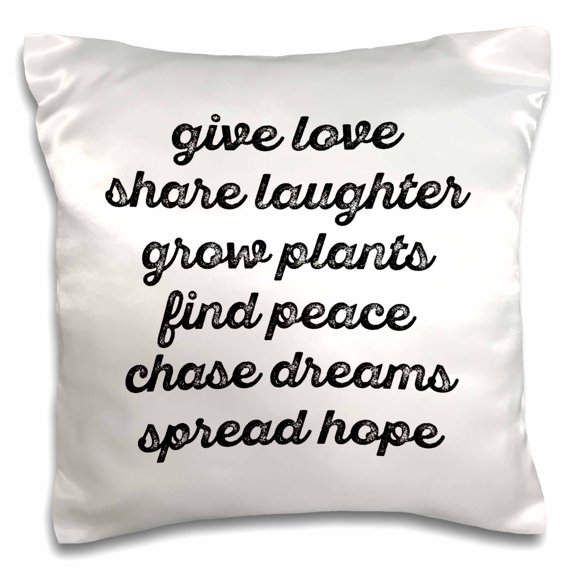 3drose, Positive Vibes in Black Distressed Cursive on a White Background., 16x16 inch Pillow Case