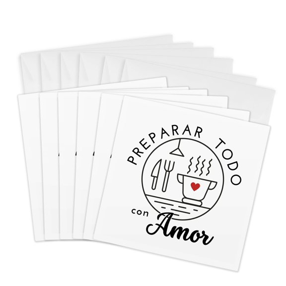 3drose, Preparar Todo Con Amor Mexican Cook Chef Baker Kitchen Art Cocina, 6 Greeting Cards with Envelopes