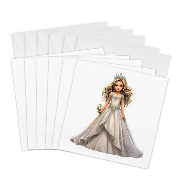 3drose, Pretty Blonde Princess Illustration, 6 Greeting Cards with Envelopes
