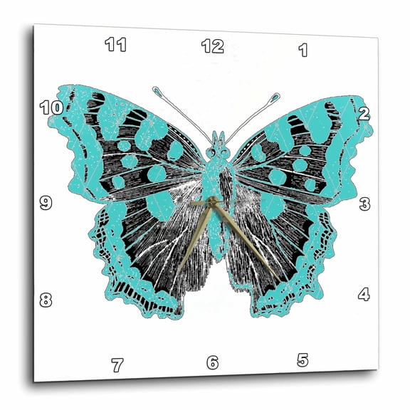 3drose, Pretty Bright Blue Lacey Butterfly, 10x10 Wall Clock