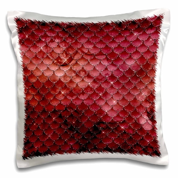 3drose, Pretty Burgundy Image of Silver Glitter Mermaid Scallops Pattern, 16x16 inch Pillow Case
