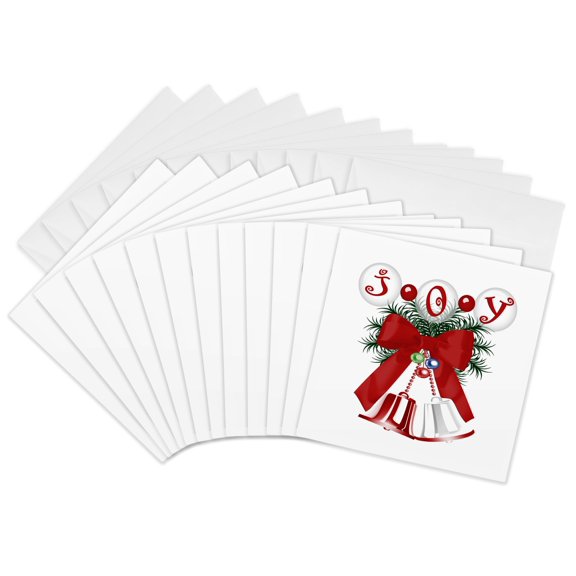 3drose, Pretty Christmas Joy with Christmas Bells, 12 Greeting Cards with Envelopes