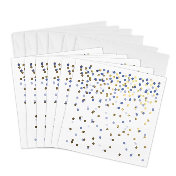 3drose, Pretty Dark Blue and Gold Confetti Pattern, 6 Greeting Cards with Envelopes