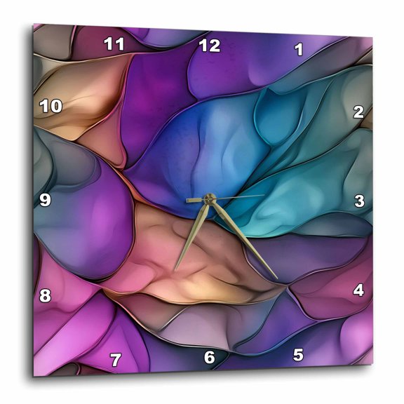 3drose, Pretty Image of Jeweled Alcohol Ink Abstract Pattern, 15x15 Wall Clock