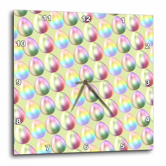3drose, Pretty Pastel Iridescent Easter Egg Pattern, 15x15 Wall Clock