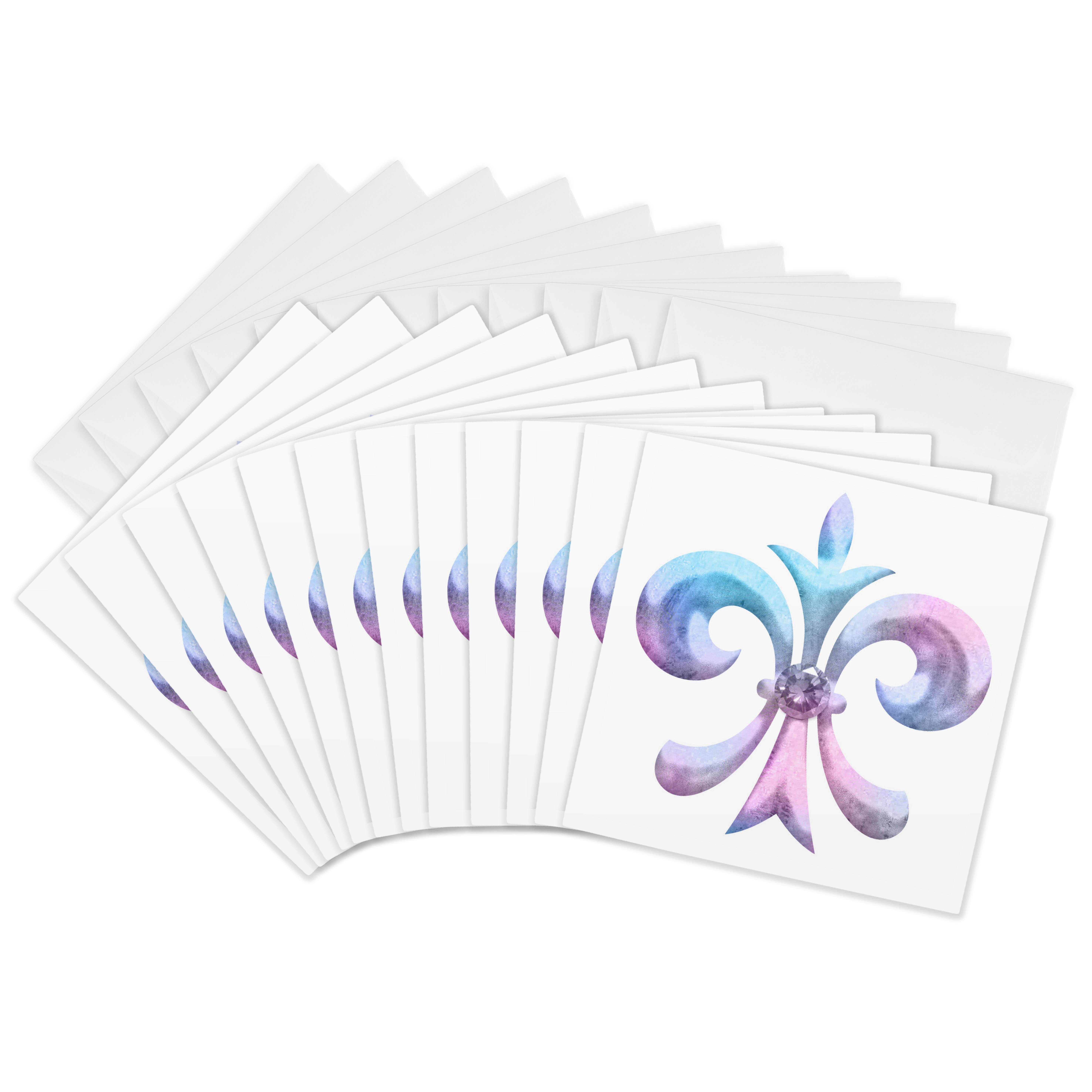 3drose, Pretty Pink and Aqua Gradient Fleur De Lis Illustration,