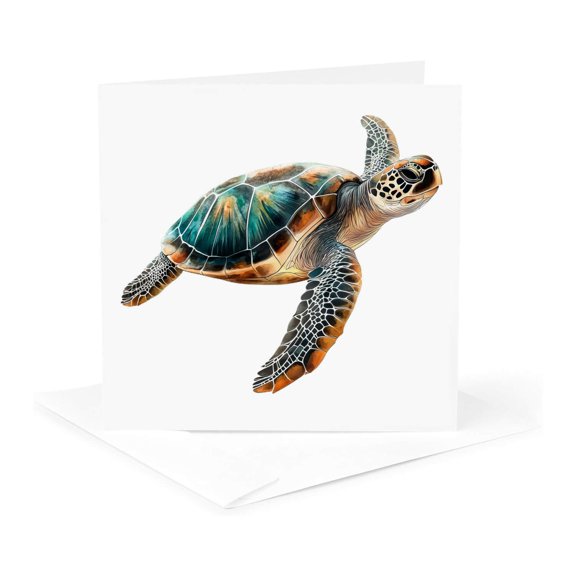 3drose, Pretty Sea Turtle, 1 Greeting Card with Envelope