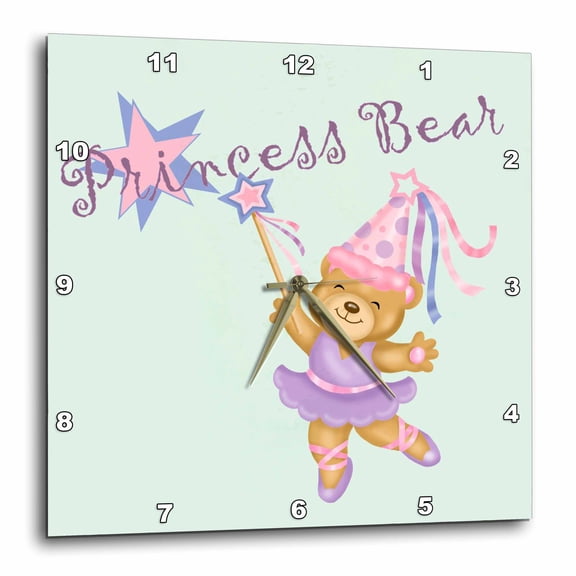 3drose, Princess Bear, 10x10 Wall Clock