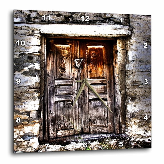 3drose, Print of Ancient Wooden Double Door Entry, 10x10 Wall Clock ...