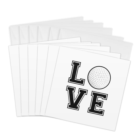 3drose, Print of Love Golf, 6 Greeting Cards with Envelopes