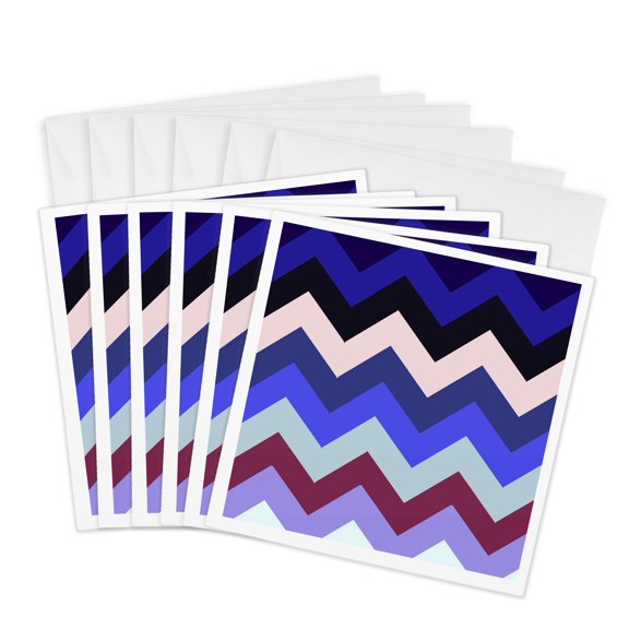 3drose, Print of Multi Color Chevron Stripes, 6 Greeting Cards with Envelopes