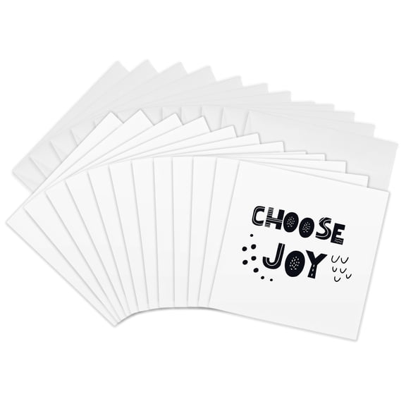3drose, Printed on Black Choose Joy Bible Verse Phrase, 12 Greeting Cards with Envelopes