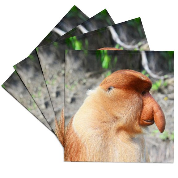 3drose, Proboskis Monkey with Long Nose., Set of 4 Ceramic Tile Coasters