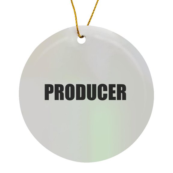3drose, Producer - Film Industry Job Pride - Black and White Text - Proud of Your Movie Profession or Hobby, Circle Porcelain Ornament